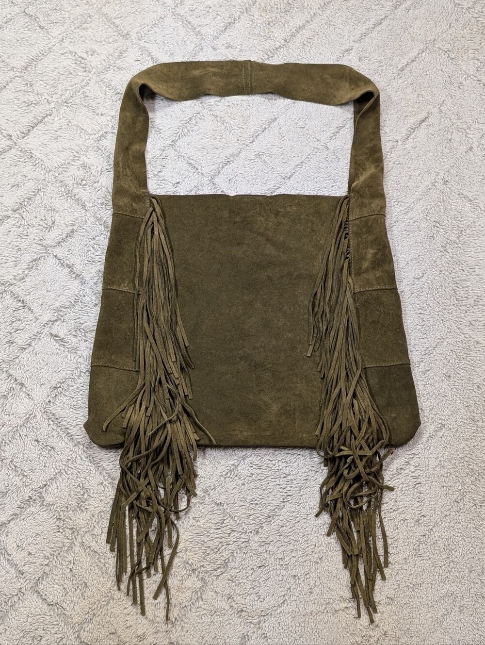 Claudia Firenze Purse Womens Green Olive Suede Leather Tassel Shoulder Bag
